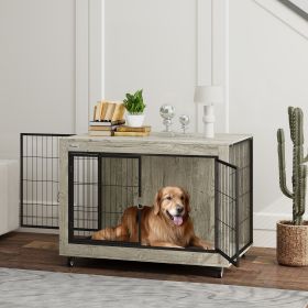 39inch Dog Crate Furniture End Side Table With Wheels