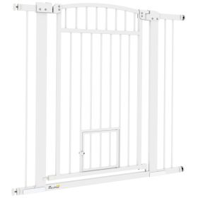 30"-41" Extra Wide Walk Through Dog Gate w/ Cat Door, 3-Inch & 5.5-Inch Extension Kits, 37" High