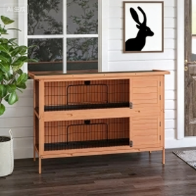 2-Story Large Rabbit Hutch Bunny Cage Wooden Pet House Small Animal Habitat With Lockable Doors, No Leak Tray And Waterproof Roof For Rabbits, Chicken