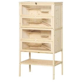 5-Tier Wooden Hamster Cage Mice Habitat Rat Habitat with Openable Top, Front Door and Storage Shelf