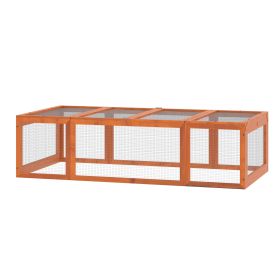Large Wooden Rabbit Hutch Small Animal Habitat Enclosure Outdoor Run and Lockable Doors - Natural