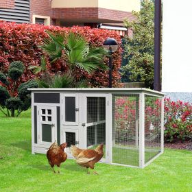 32" Luxury Large Outdoor Open Covered Chicken Coop House with Run and Nesting Box and