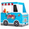 VEVOR Ice Cream Cart for Kids, 20+ PCS Ice Cream Truck Wooden Playset, Pretend Play Stand with Steering Wheel & Chalkboard, Payment Scanner & Freezer