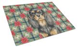 Black and Tan English Toy Spaniel Christmas PoinsettIas Glass Cutting Board Decorative Tempered Glass Kitchen Cutting and Serving Board Large Size Cho