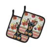 Black and Tan Russian Toy Vegetables Pair of Pot Holders Pair 7.5x7.5 Quilted Insulated Hot Pads Decorative Kitchen Gift Made in USA