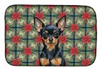 Black and Tan Russian Toy Christmas PoinsettIas Dish Drying Mat Absorbent Dish Drying Mat Pad for Kitchen Counter Dish Drainer Mat for Countertop