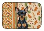 Black and Tan Russian Toy Heirloom Fall Dish Drying Mat Absorbent Dish Drying Mat Pad for Kitchen Counter Dish Drainer Mat for Countertop, 14 x 21"