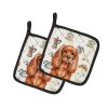 Ruby English Toy Spaniel Coffee Bar Pair of Pot Holders Pair 7.5x7.5 Quilted Insulated Hot Pads Decorative Kitchen Gift Made in USA