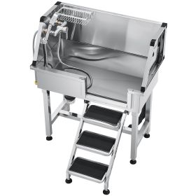 VEVOR 34 Inch Stainless Steel Dog Washing Station, Pet Grooming Tub with Hot & Cold Faucet, Showerhead, Home Wash Sink,, Fits Small Cats and Dogs