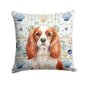 Blenheim English Toy Spaniel Coastal Sea Glass Throw Pillow Decorative Indoor Outdoor Accent Cushion for Couch, Bed or Patio, 18Hx18W