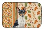 Toy Fox Terrier Heirloom Fall Dish Drying Mat Absorbent Dish Drying Mat Pad for Kitchen Counter Dish Drainer Mat for Countertop, 14 x 21", Multicolor