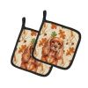 Ruby English Toy Spaniel Heirloom Fall Pair of Pot Holders Pair 7.5x7.5 Quilted Insulated Hot Pads Decorative Kitchen Gift Made in USA