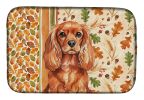 Ruby English Toy Spaniel Heirloom Fall Dish Drying Mat Absorbent Dish Drying Mat Pad for Kitchen Counter Dish Drainer Mat for Countertop, 14 x 21"