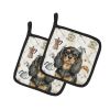 Black and Tan English Toy Spaniel Coffee Bar Pair of Pot Holders Pair 7.5x7.5 Quilted Insulated Hot Pads Decorative Kitchen Gift Made in USA
