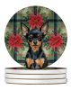 Black and Tan Russian Toy Christmas PoinsettIas Large Sandstone Coasters Pack of 4 Absorbent Round Coasters Decor Gifts for Men or Women, 4 in