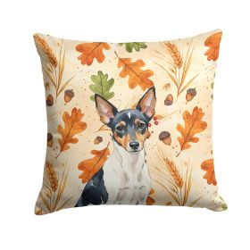Toy Fox Terrier Heirloom Fall Throw Pillow Decorative Indoor Outdoor Accent Cushion for Couch, Bed or Patio, 14Hx14W
