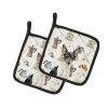 Toy Fox Terrier Coffee Bar Pair of Pot Holders Pair 7.5x7.5 Quilted Insulated Hot Pads Decorative Kitchen Gift Made in USA