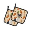 Toy Fox Terrier Heirloom Fall Pair of Pot Holders Pair 7.5x7.5 Quilted Insulated Hot Pads Decorative Kitchen Gift Made in USA