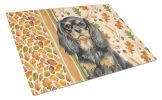 Black and Tan English Toy Spaniel Heirloom Fall Glass Cutting Board Decorative Tempered Glass Kitchen Cutting and Serving Board Large Size Chopping Bo