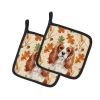 Blenheim English Toy Spaniel Heirloom Fall Pair of Pot Holders Pair 7.5x7.5 Quilted Insulated Hot Pads Decorative Kitchen Gift Made in USA