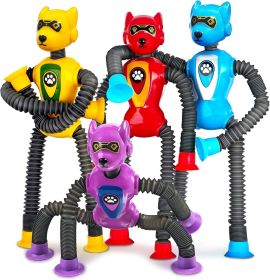 Christmas Stocking Stuffers Gift for Boys Robot Dog Sensory Pop Tube for Toddler Kid 4PC Travel Toys Airplane Car Toy Activities Autistic Road Trip Su