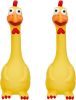 2 Pcs Rubber Chicken Squeaky Dog Toy 11 Inches Horse Toys Latex Reduce Separation Anxiety Screaming Chicken Toy for Small