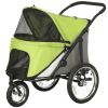 3 Wheels Dog Stroller w/ One-Hand Fold, Rubber Wheels, Storage Bag, Soft Cushion for Small & Medium Dogs Yellowish Green