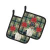 Toy Fox Terrier Christmas PoinsettIas Pair of Pot Holders Pair 7.5x7.5 Quilted Insulated Hot Pads Decorative Kitchen Gift Made in USA