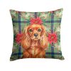 Ruby English Toy Spaniel Christmas PoinsettIas Throw Pillow Decorative Indoor Outdoor Accent Cushion for Couch, Bed or Patio, 18Hx18W
