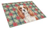 Blenheim English Toy Spaniel Christmas PoinsettIas Glass Cutting Board Decorative Tempered Glass Kitchen Cutting and Serving Board Large Size Chopping