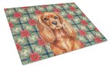 Ruby English Toy Spaniel Christmas PoinsettIas Glass Cutting Board Decorative Tempered Glass Kitchen Cutting and Serving Board Large Size Chopping Boa