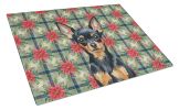 Black and Tan Russian Toy Christmas PoinsettIas Glass Cutting Board Decorative Tempered Glass Kitchen Cutting and Serving Board Large Size Chopping Bo