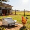 Large Capacity Treadle Poultry Feeder, Feed Chicken Feeder with Lid & Lock, Outdoor Coop Food Dispenser