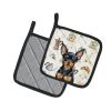Black and Tan Russian Toy Coffee Bar Pair of Pot Holders Pair 7.5x7.5 Quilted Insulated Hot Pads Decorative Kitchen Gift Made in USA