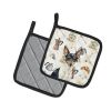 Toy Fox Terrier Coffee Bar Pair of Pot Holders Pair 7.5x7.5 Quilted Insulated Hot Pads Decorative Kitchen Gift Made in USA