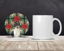 Toy Fox Terrier Christmas PoinsettIas Large Sandstone Coasters Pack of 4 Absorbent Round Coasters Decor Gifts for Men or Women, 4 in, Multicolor