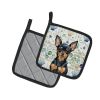 Black and Tan Russian Toy Coastal Sea Glass Pair of Pot Holders Pair 7.5x7.5 Quilted Insulated Hot Pads Decorative Kitchen Gift Made in USA