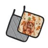Ruby English Toy Spaniel Heirloom Fall Pair of Pot Holders Pair 7.5x7.5 Quilted Insulated Hot Pads Decorative Kitchen Gift Made in USA