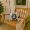 Black and Tan English Toy Spaniel Coastal Sea Glass Throw Pillow Decorative Indoor Outdoor Accent Cushion for Couch, Bed or Patio, 14Hx14W