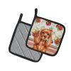 Ruby English Toy Spaniel Vegetables Pair of Pot Holders Pair 7.5x7.5 Quilted Insulated Hot Pads Decorative Kitchen Gift Made in USA