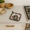Black and Tan English Toy Spaniel Vegetables Pair of Pot Holders Pair 7.5x7.5 Quilted Insulated Hot Pads Decorative Kitchen Gift Made in USA