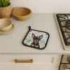 Black and Tan Russian Toy Coastal Sea Glass Pair of Pot Holders Pair 7.5x7.5 Quilted Insulated Hot Pads Decorative Kitchen Gift Made in USA