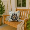 Black and Tan English Toy Spaniel Coastal Sea Glass Throw Pillow Decorative Indoor Outdoor Accent Cushion for Couch, Bed or Patio, 18Hx18W