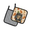 Black and Tan English Toy Spaniel Heirloom Fall Pair of Pot Holders Pair 7.5x7.5 Quilted Insulated Hot Pads Decorative Kitchen Gift Made in USA