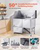 VEVOR 304 Stainless Steel Dog Washing Station, 50 Inch Pet Grooming Tub with Non-Slip Low-Slope Ramp, Storage Drawer, Hot & Cold Faucet