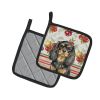 Black and Tan English Toy Spaniel Vegetables Pair of Pot Holders Pair 7.5x7.5 Quilted Insulated Hot Pads Decorative Kitchen Gift Made in USA