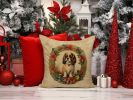 English Toy Spaniel Christmas Flowers Throw Pillow Machine Washable, Indoor Outdoor Decorative Pillow for Couch, Bed or Patio, 18Hx18W