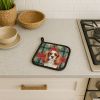 Blenheim English Toy Spaniel Christmas PoinsettIas Pair of Pot Holders Pair 7.5x7.5 Quilted Insulated Hot Pads Decorative Kitchen Gift Made in USA