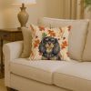 Black and Tan English Toy Spaniel Heirloom Fall Throw Pillow Decorative Indoor Outdoor Accent Cushion for Couch, Bed or Patio, 14Hx14W