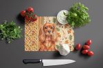 Ruby English Toy Spaniel Heirloom Fall Glass Cutting Board Decorative Tempered Glass Kitchen Cutting and Serving Board Large Size Chopping Board